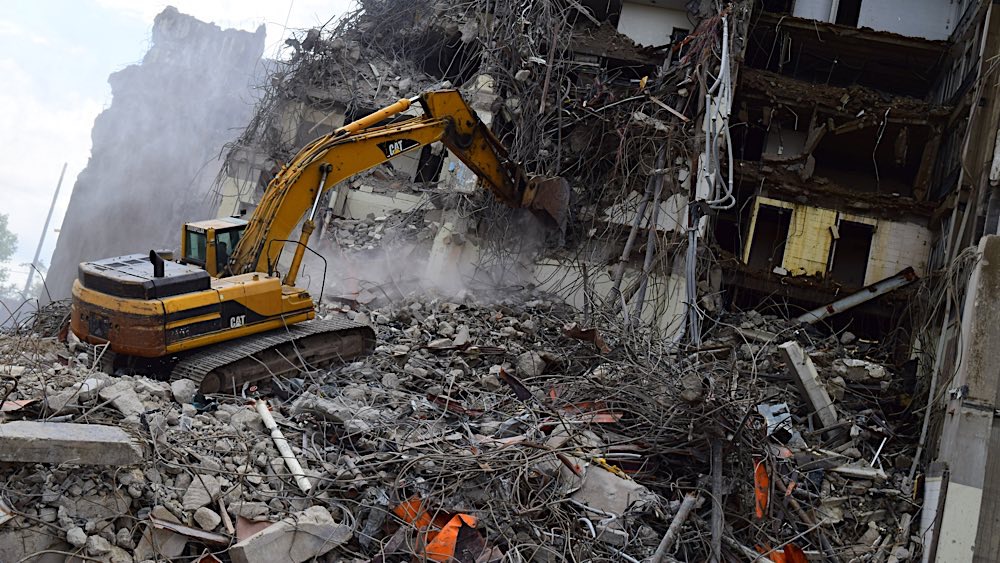 Indiana State University, Statesman Towers demolition photo 10