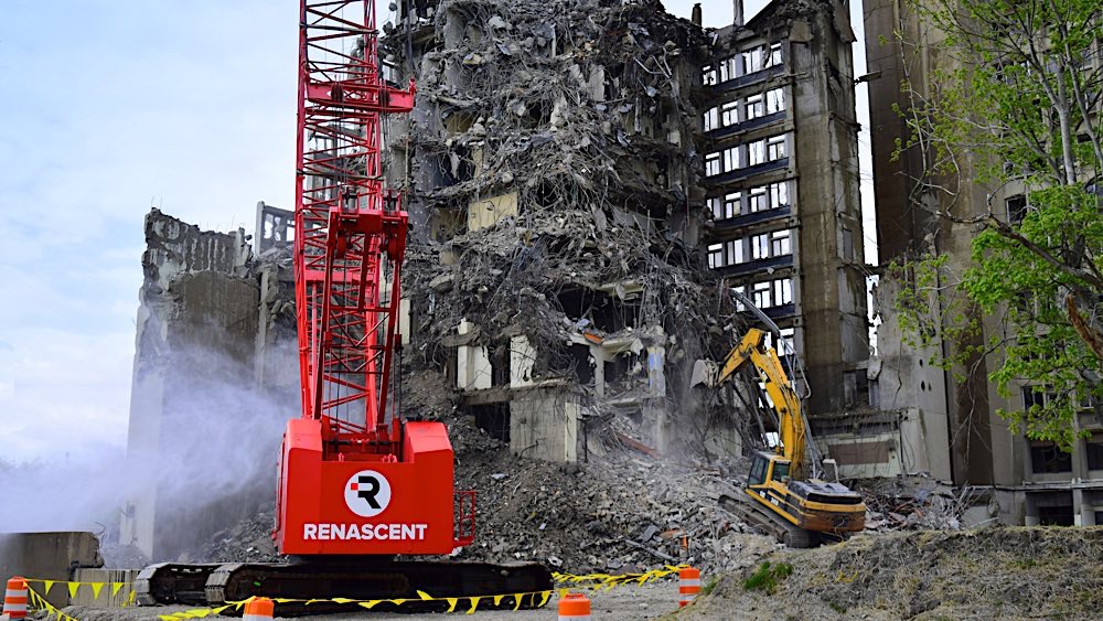 Indiana State University, Statesman Towers demolition photo 8