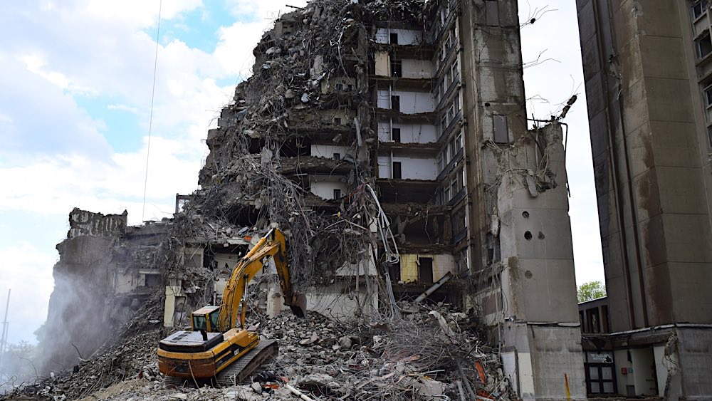 Indiana State University, Statesman Towers demolition photo 9